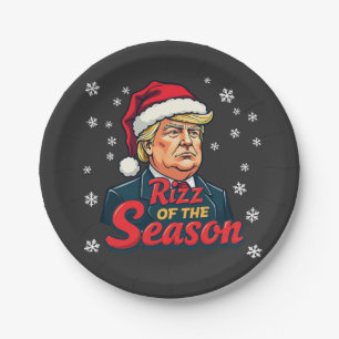 Prato De Papel Rizz da Temporada Funny Trump Natal Papai Noel 