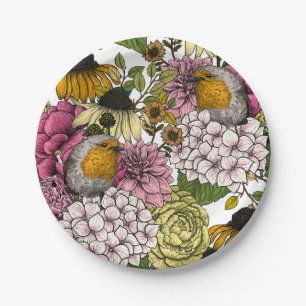 Prato De Papel Robins no jardim