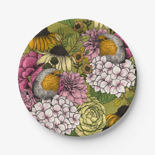 Prato De Papel Robins no jardim 2 (Frente)