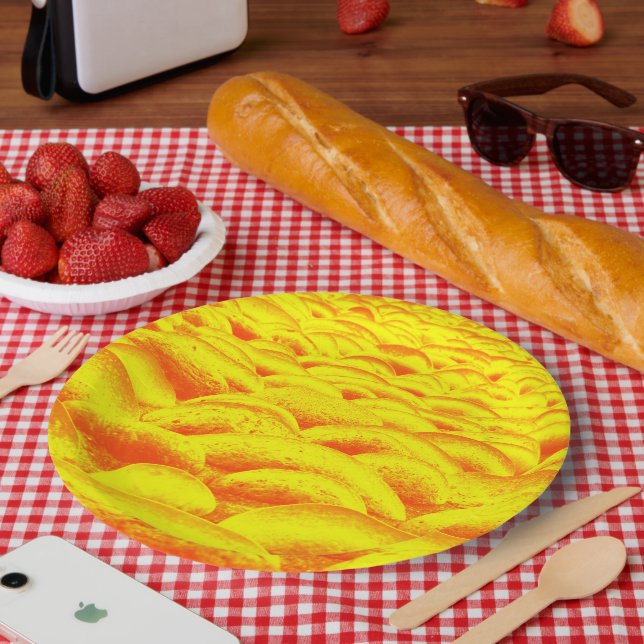 Prato De Papel Rockscape Amarelo e Laranja (Piquenique)