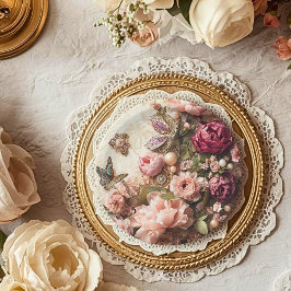 Prato De Papel Rococo Butterfly Garden Galentine Floral Elegance