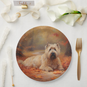 Prato De Papel Rodas Terrier no outono Folhas caem inspiração