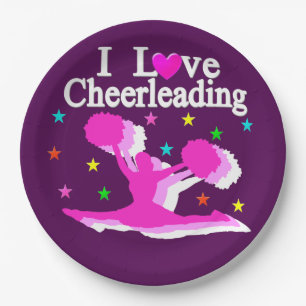PRATO DE PAPEL ROLA E PINCO EU AMO PLACAS DE PAPEL CHEERLEADING