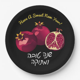 Prato De Papel Romã Shanah Tovah Personalizada