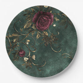 Prato De Papel Romance & Elegância Vintage rosas
