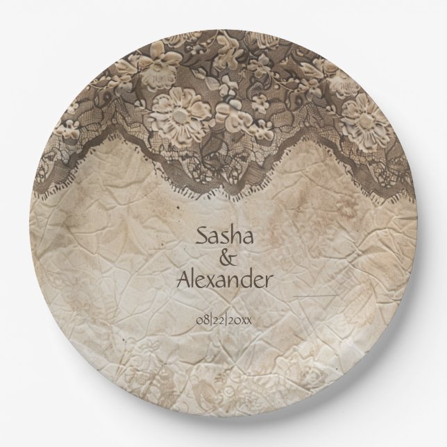 Prato De Papel Românico Vintage Country Lace (Frente)