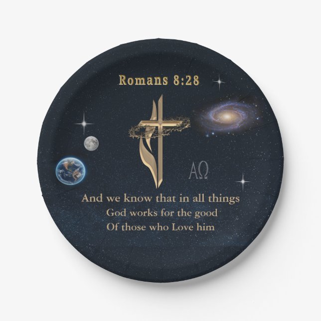 Prato De Papel Romanos 8:28 (Frente)