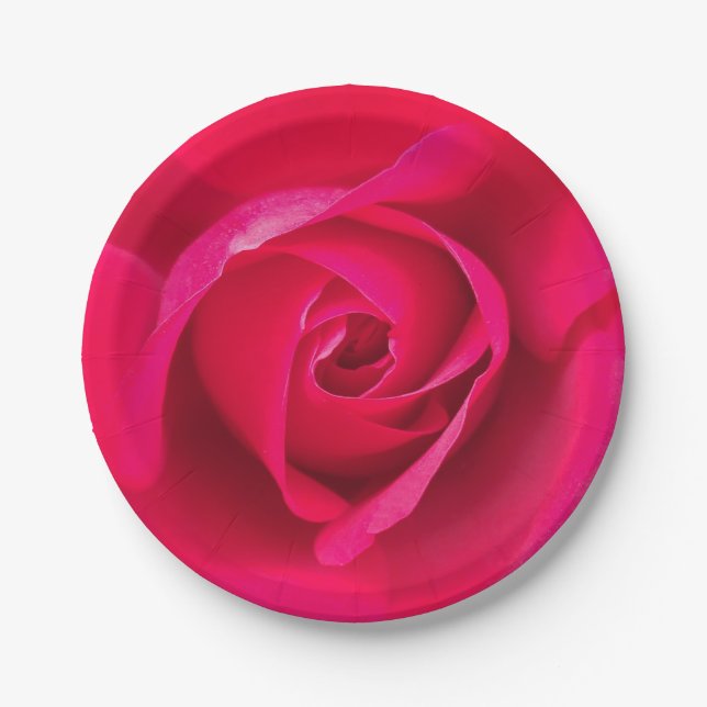 Prato De Papel Romântico Rosa Vermelho Rosa v2 (Frente)