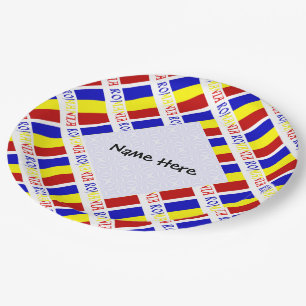 Prato De Papel Romênia Bandeira Romena Personalização Preta Title
