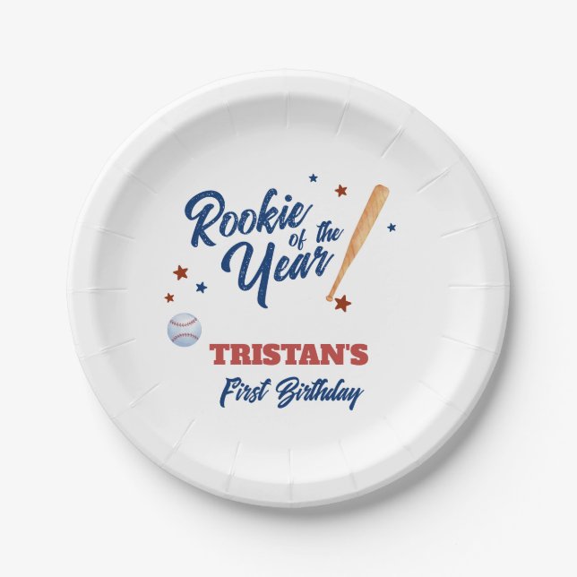 Prato De Papel Rookie Do primeiro aniversario Do Ano (Frente)