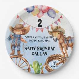 Prato De Papel Rootin' Tootin' Good Time Birthday Paper Plates