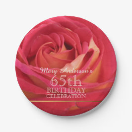 Prato De Papel Rosa 65.º Aniversário Chapas de papel de celebraçã