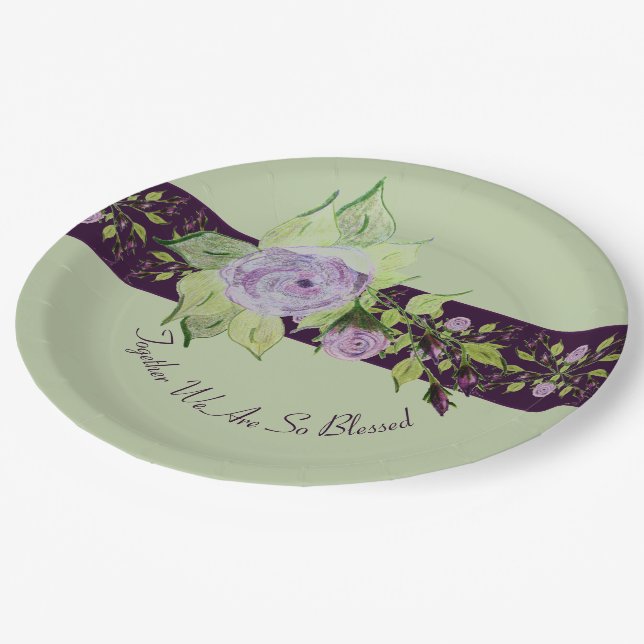 Prato De Papel Rosa acentuado com roxo e Mauve (Inclinado)