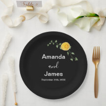Rosa Amarela e Vinha Verde Casamento Preto Elegant