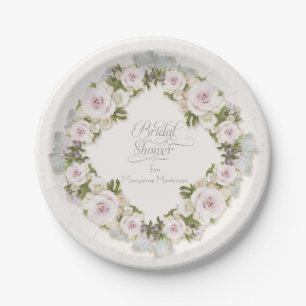 Prato De Papel Rosa Blush Sage Chá de panela Verde Suculento