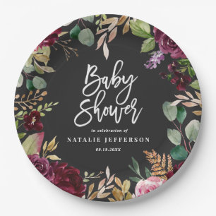 Prato De Papel Rosa, Borgonha, + aguarela do figo floral e