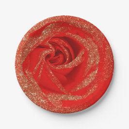 Prato De Papel Rosa Branco Glitter Ouro Vermelho Madeira Shabby C