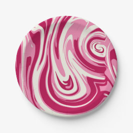 Prato De Papel Rosa Brilhante e Grito Marble Swirl