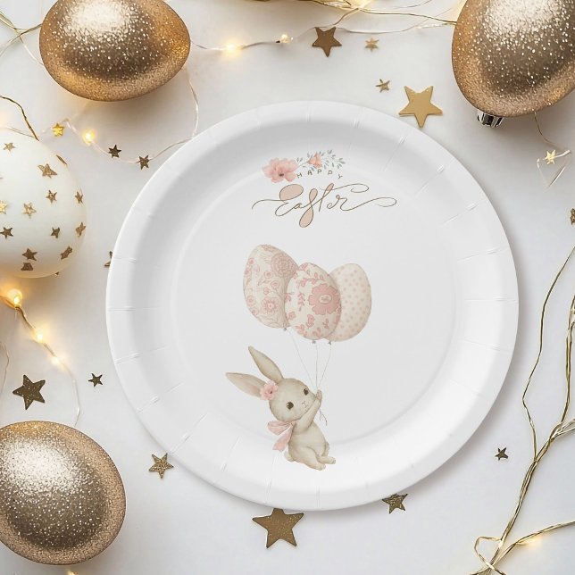Prato De Papel Rosa claro Bonita Páscoa (Criador carregado)