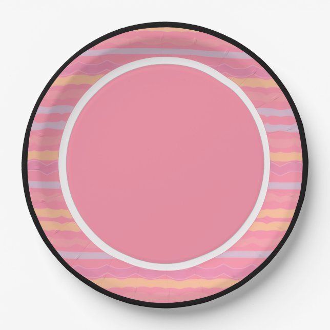 Prato De Papel Rosa Com Pêssego E Mauve (Frente)