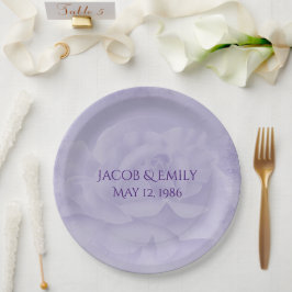 Prato De Papel Rosa de Casamento de lavanda