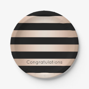 Prato De Papel Rosa de ouro, pintinho, elegante, listrado