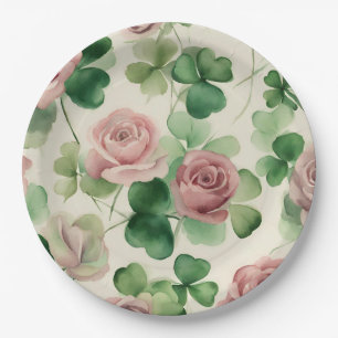 Prato De Papel Rosa de Shamrock de Dia de São Patrício de Aquaest
