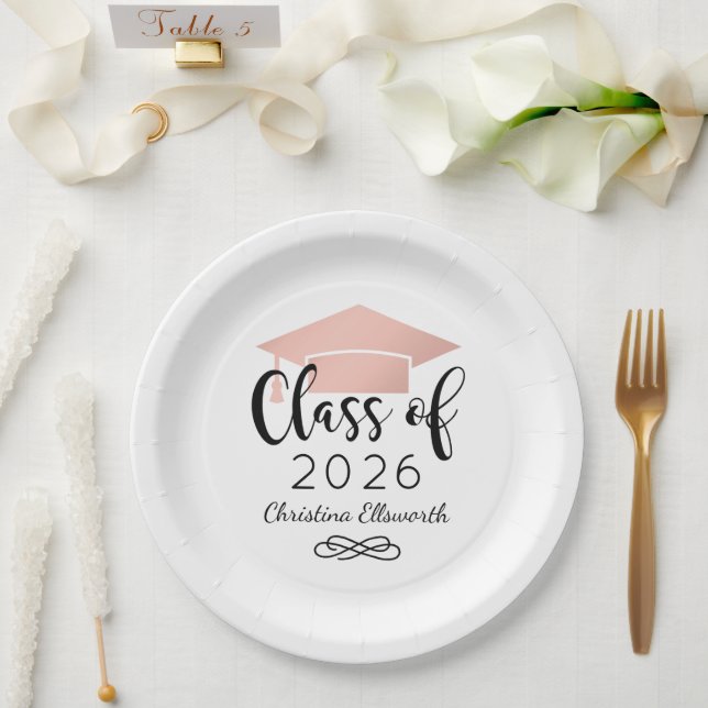 Prato De Papel Rosa Dourada Moderna Roteiro 2026 (Casamento)