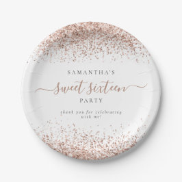 Prato De Papel Rosa Dourado nome de brilho Doce Sessenta