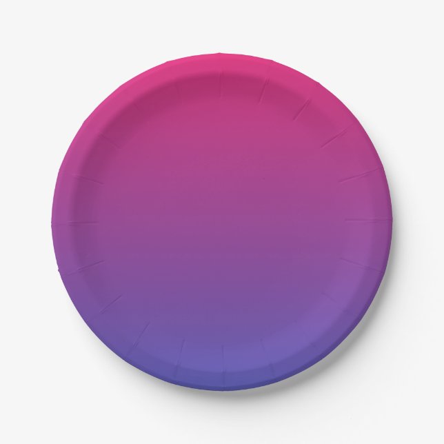 Prato De Papel Rosa e Roxo Ombre (Frente)