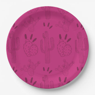 Prato De Papel Rosa Fiesta Taco Cactus