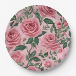 Prato De Papel Rosa Floral