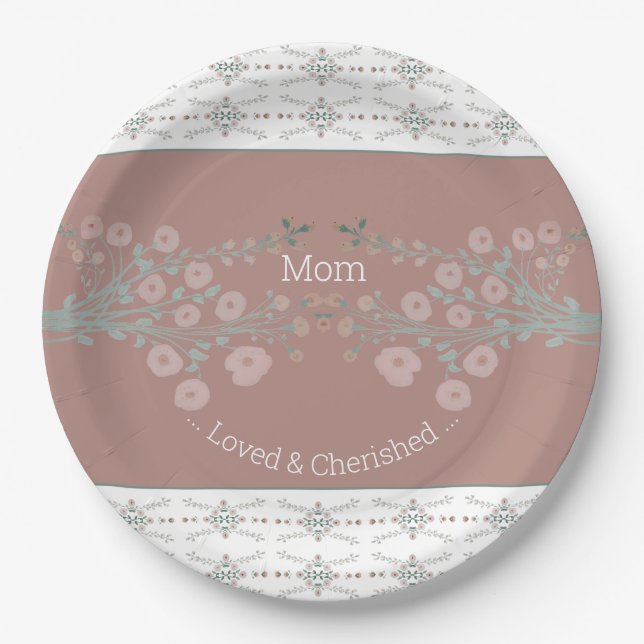 Prato De Papel Rosa Floral (Frente)