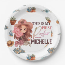 Rosa Minha Primeira Placa de Papel de Festa de ani