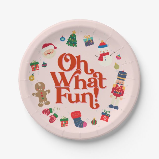 Prato De Papel Rosa Que Grande Decência De Mesa De Natal (Frente)