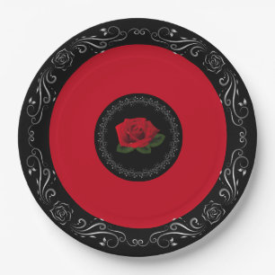 Prato De Papel Rosa vermelha da senhorita América 9" placas de