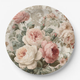 Prato De Papel Rosa Vitoriana Romântica Antiga