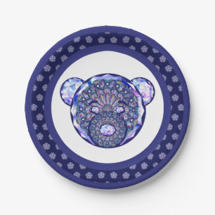 Prato De Papel Rosace azul ou vermelho para bebê&criança