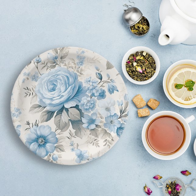 Prato De Papel Rosas Azuis de Pastel Leve Artística (Criador carregado)