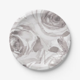 Prato De Papel Rosas Brancas Florais Rosa Moderno Elegante Casame