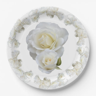 Prato De Papel Rosas Brancas Orgânicas,