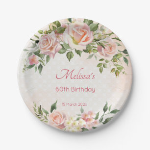 Prato De Papel Rosas cor-de-rosa, cor-de-rosa, pastel