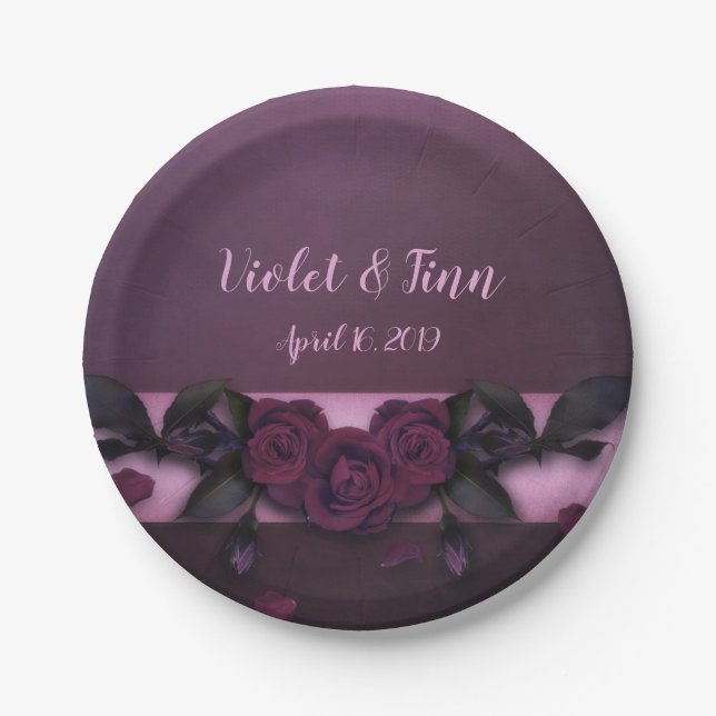 Prato De Papel Rosas de ameixa (Frente)