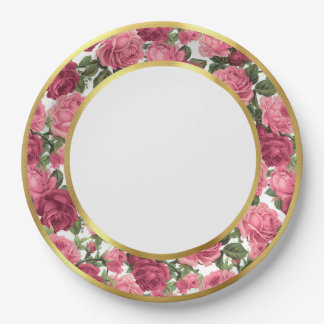 Prato De Papel Rosas de Jardim Vitorianas Rosa Antigo & Rosa Escu