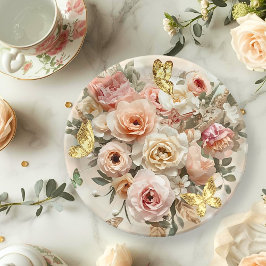 Prato De Papel Rosas do Jardim Corado Festa do Chá Galentine Flor