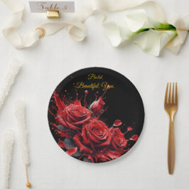 Prato De Papel Rosas em Bloom - Aniversário Elegante