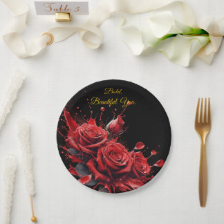 Prato De Papel Rosas em Bloom - Aniversário Elegante