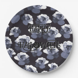 Prato De Papel Rosas Gothic Feliz Halloween Floral