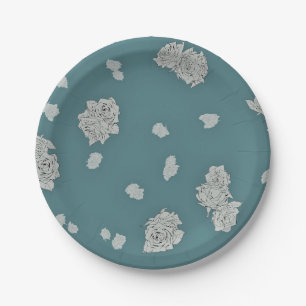 Prato De Papel Rosas personalizáveis