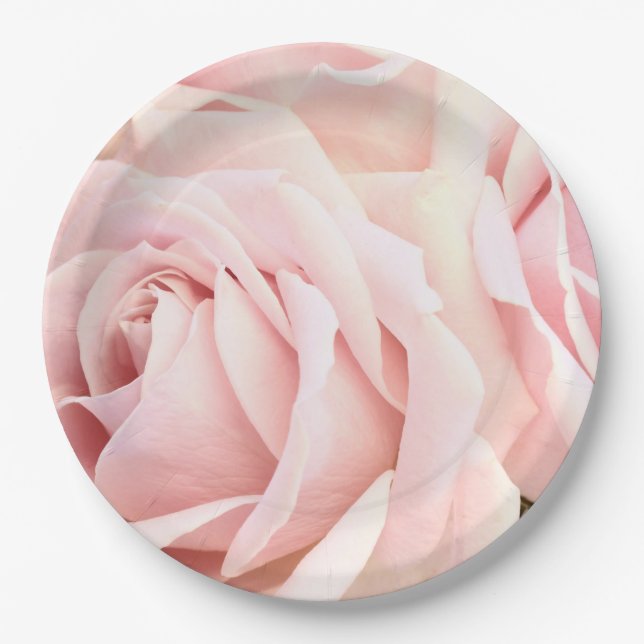 Prato De Papel Rosas rosa suave (Frente)